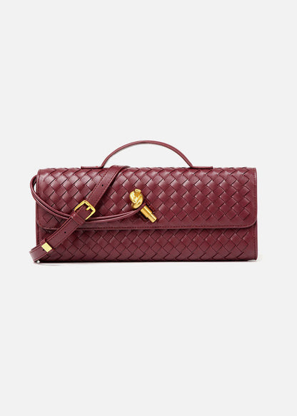 Woven Leather Crossbody Bag with Top Handle