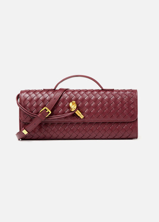 Woven Leather Crossbody Bag with Top Handle