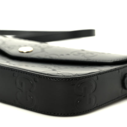 Gilbert Calfskin GG Super Mini Shoulder Bag Black