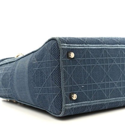 Canvas Embroidered Cannage Medium Lady D-Lite Denim Blue