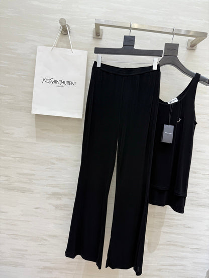 YSL 25 Vest Pant Set Black Acetate