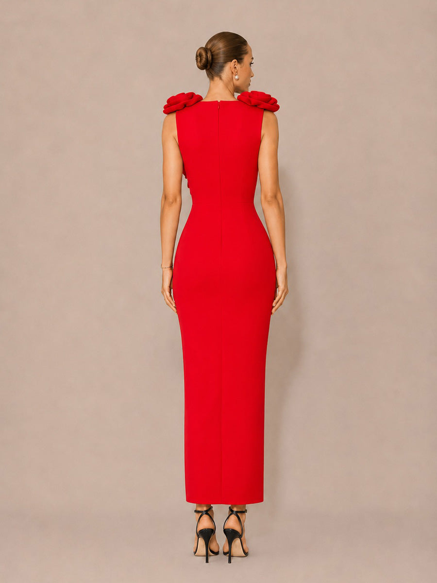 Bellamy Metallic-Trim Ruffled Maxi Dress
