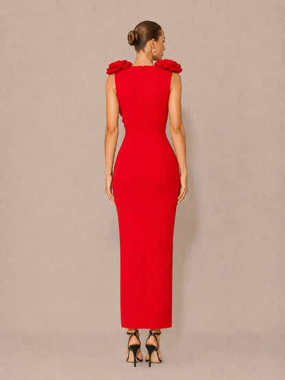 Bellamy Metallic-Trim Ruffled Maxi Dress