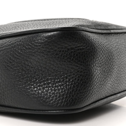 Pebbled Calfskin Small Soho Disco Bag Black