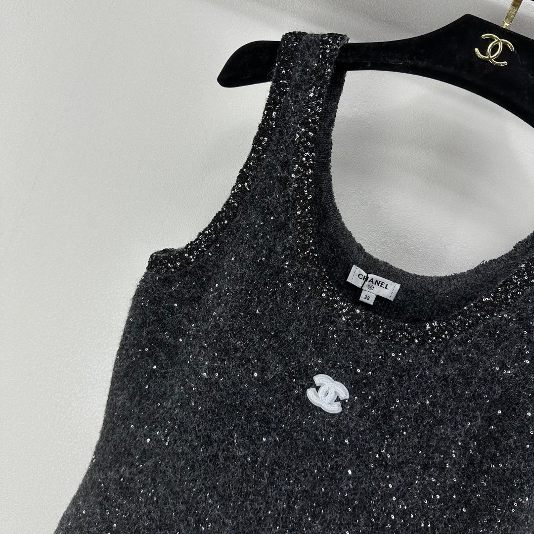 CC 26C Vest Dress Dark Grey Sequin Tweed 349039