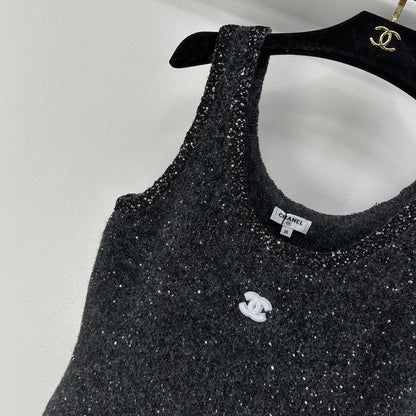 CC 26C Vest Dress Dark Grey Sequin Tweed 349039