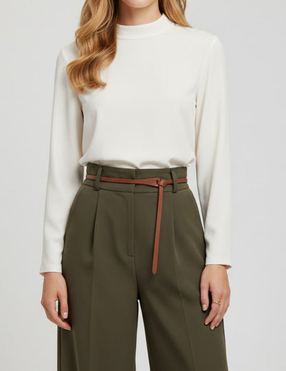Trendy Solid Color Skinny Leather Belt