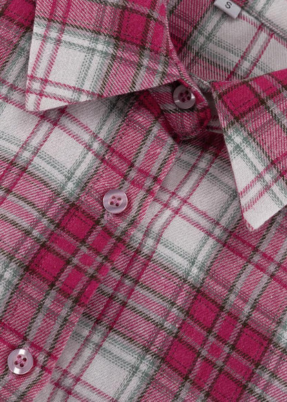 Oversized Pink Plaid Shirt Cotton Blend Soft Fabric