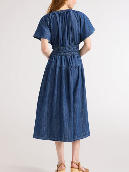 Hot Sale Women's Lightweight Denim Tiered Midi Dress