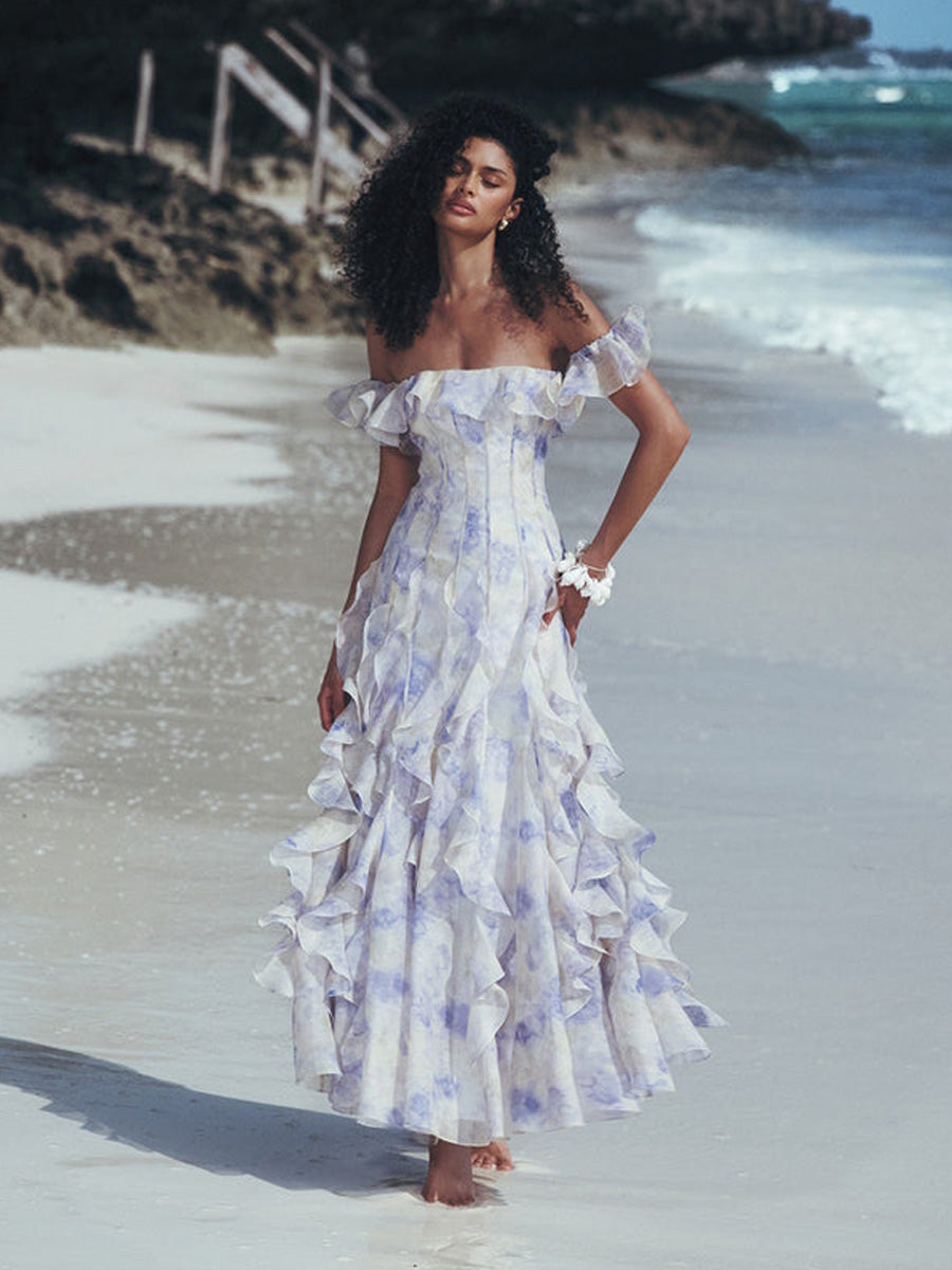 Azalea Romantic Ruffled Maxi Dress In Purple