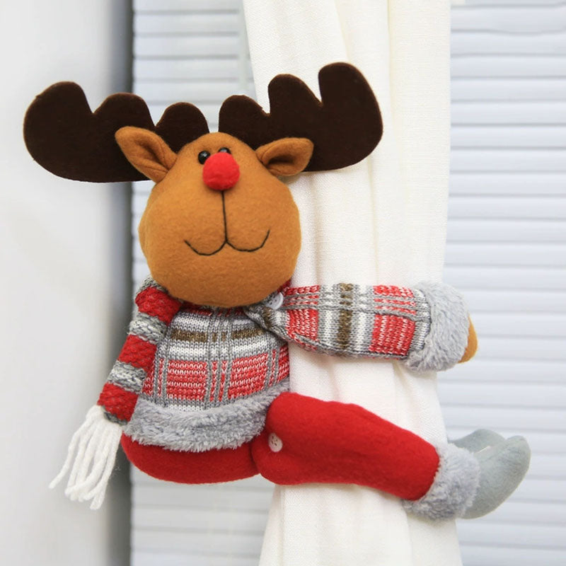2pcs Cartoon Snowman Santa Christmas Curtain Tiebacks
