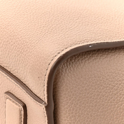 Grained Calfskin Small Padlock Top Handle Beige