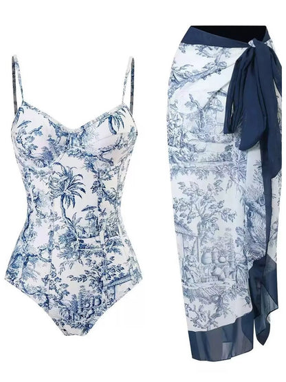 Isla Retro-Print Swimsuit Set