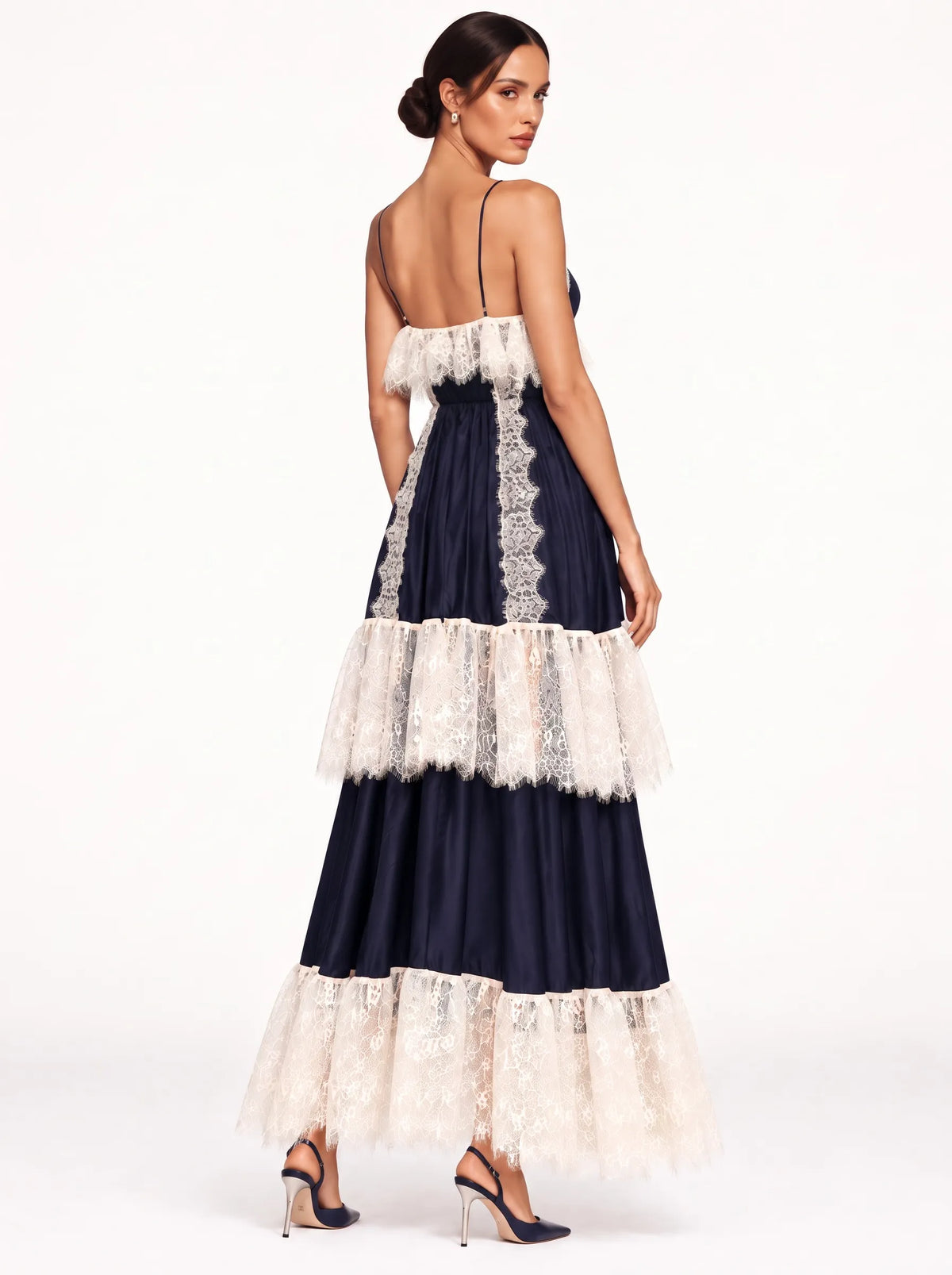 Calliope Lace Splicing Tiered Camisole Maxi Dress