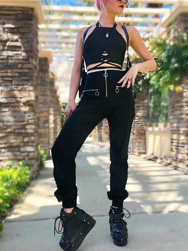 Goth Style Street Wear Cool Zipper Pants