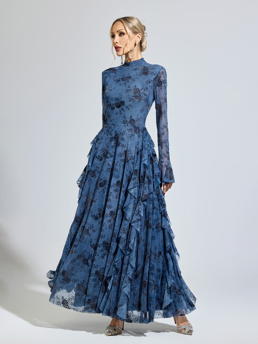 Aurelia Printed Mesh Maxi Dress