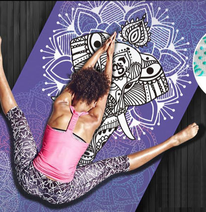 Sports Fitness Yoga Mat Spread Towel Silicone Anti-Slip Printing Pad Portable Folding Widened Spread Towel Easy Take