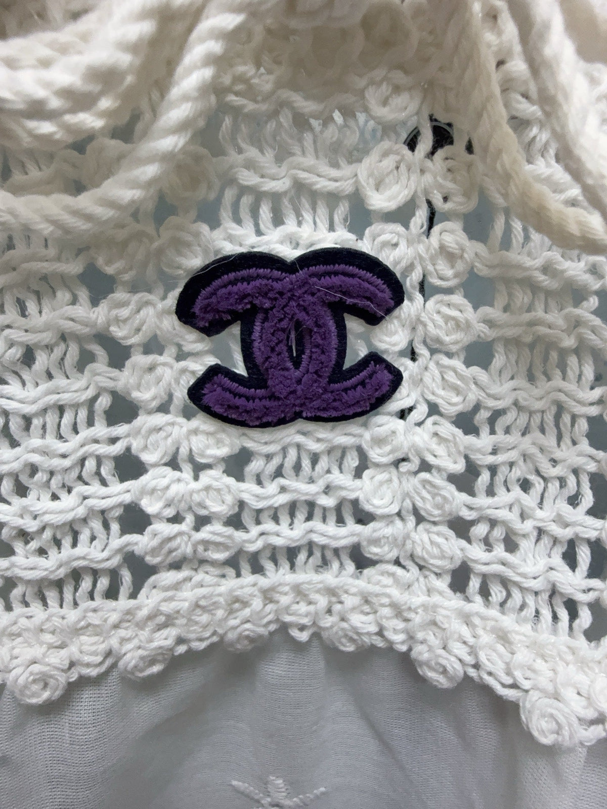 CC Crochet Peplum Mini Tank White Nitrile Cotton 351393