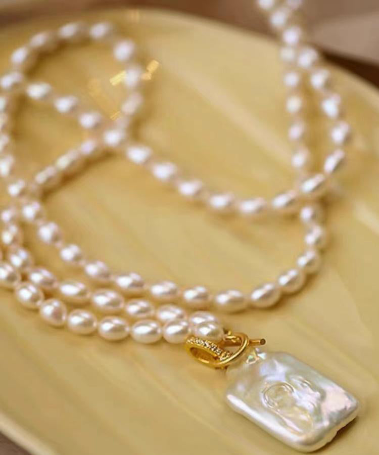 Modern White Alloy Pearl Pendant Necklace
