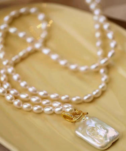 Modern White Alloy Pearl Pendant Necklace