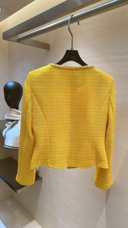 CHANEL JACKET YELLOW IN TWEED