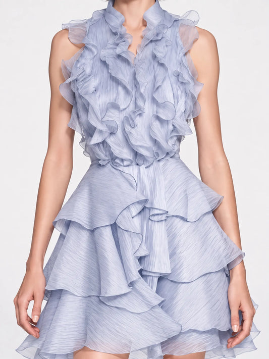 Juliette Mesh Ruffle Sleeveless Mini Dress