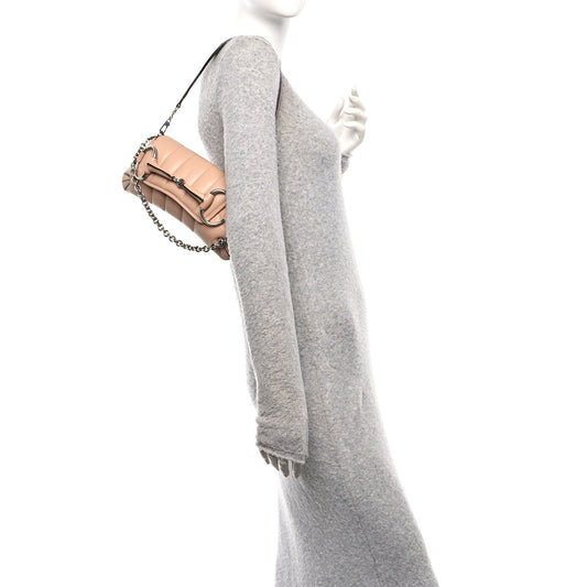 Nappa Vertical Matelasse Small Maxi Horsebit Chain Shoulder Bag  Rose Beige