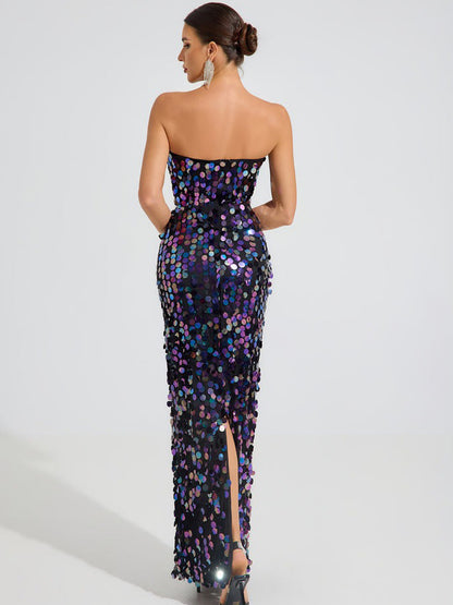 Sophia Iridescent Sequin Maxi Dress