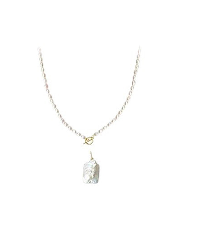 Modern White Alloy Pearl Pendant Necklace