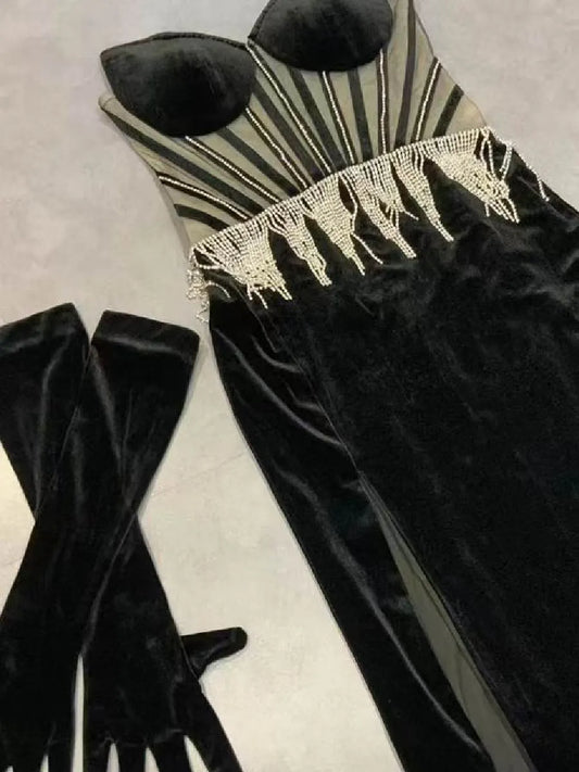 Colette Strapless Sleeveless Maxi Dress With Gloves