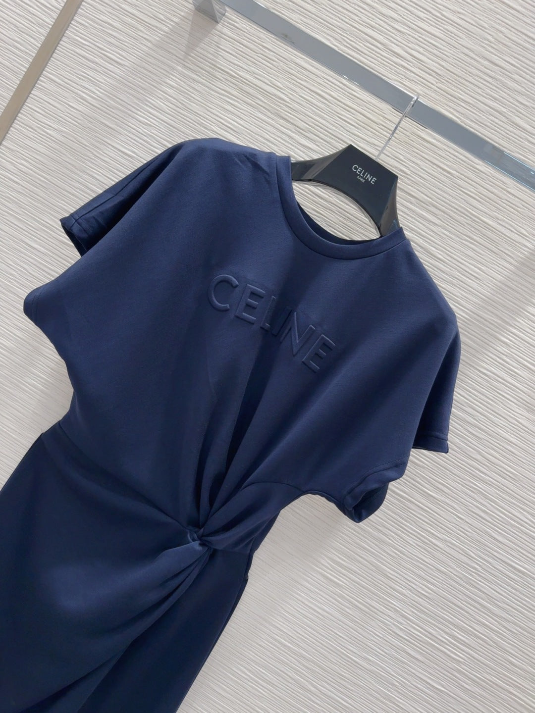 Celine 25 Twisted Waist Dress Navy Blue Cotton