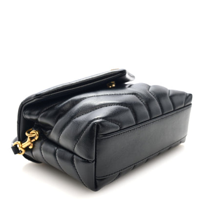 Calfskin Y Quilted Monogram Toy Loulou Crossbody Bag Black