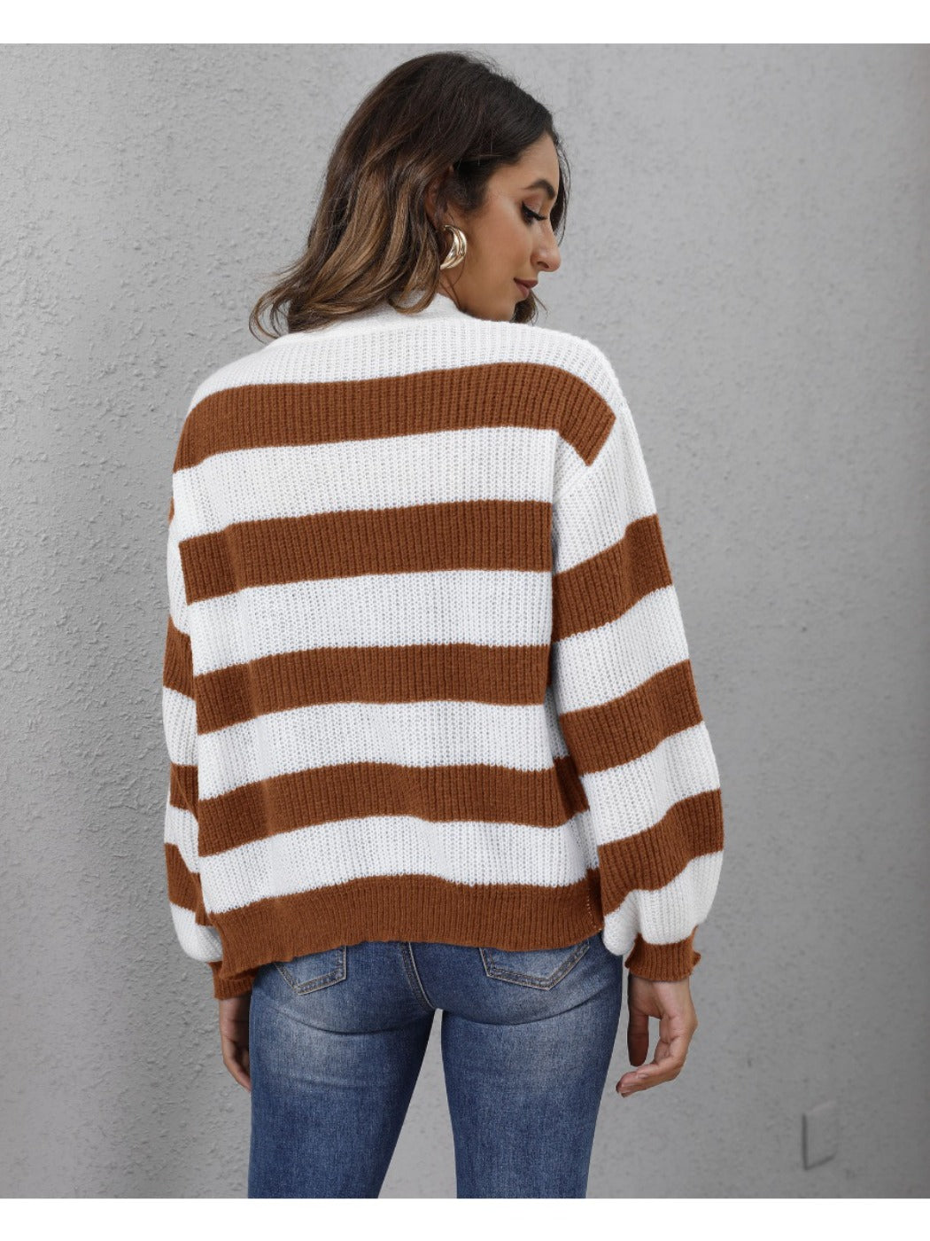 Crosa - Color-blocked Striped Knitted Cardigan with Buttons