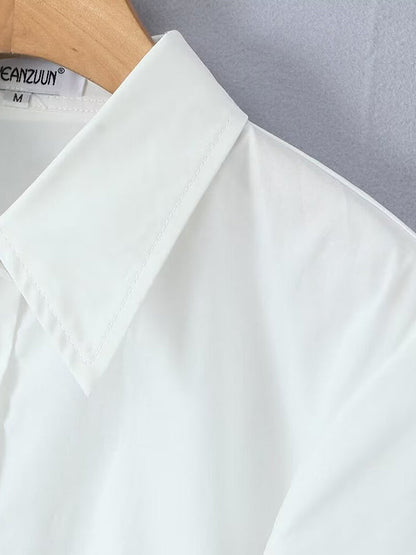 Solid Color Bowknot Buttoned All-Match Long Sleeves Lapel Collar Blouses