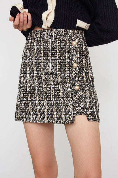 Abigale Beige Check Skirt