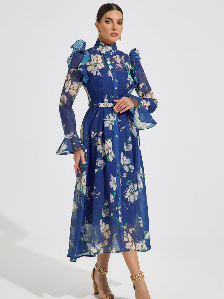 Elizabeth Bloom Chiffon Midi Dress