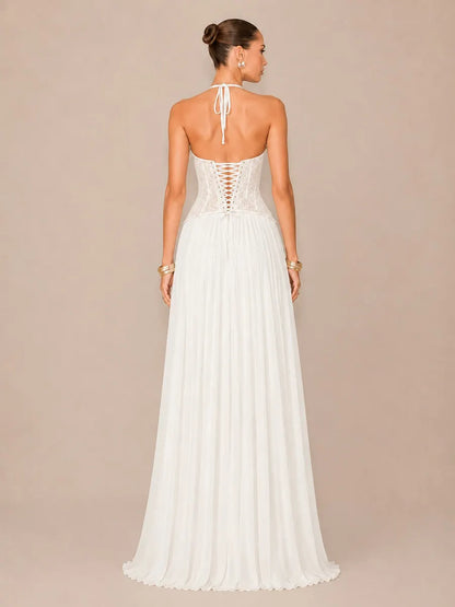 Kamila Ruched Halter-Neck Bodycon Maxi Dress
