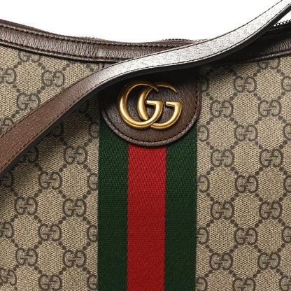 GG Supreme Monogram Web Small Ophidia Half Moon Hobo Brown