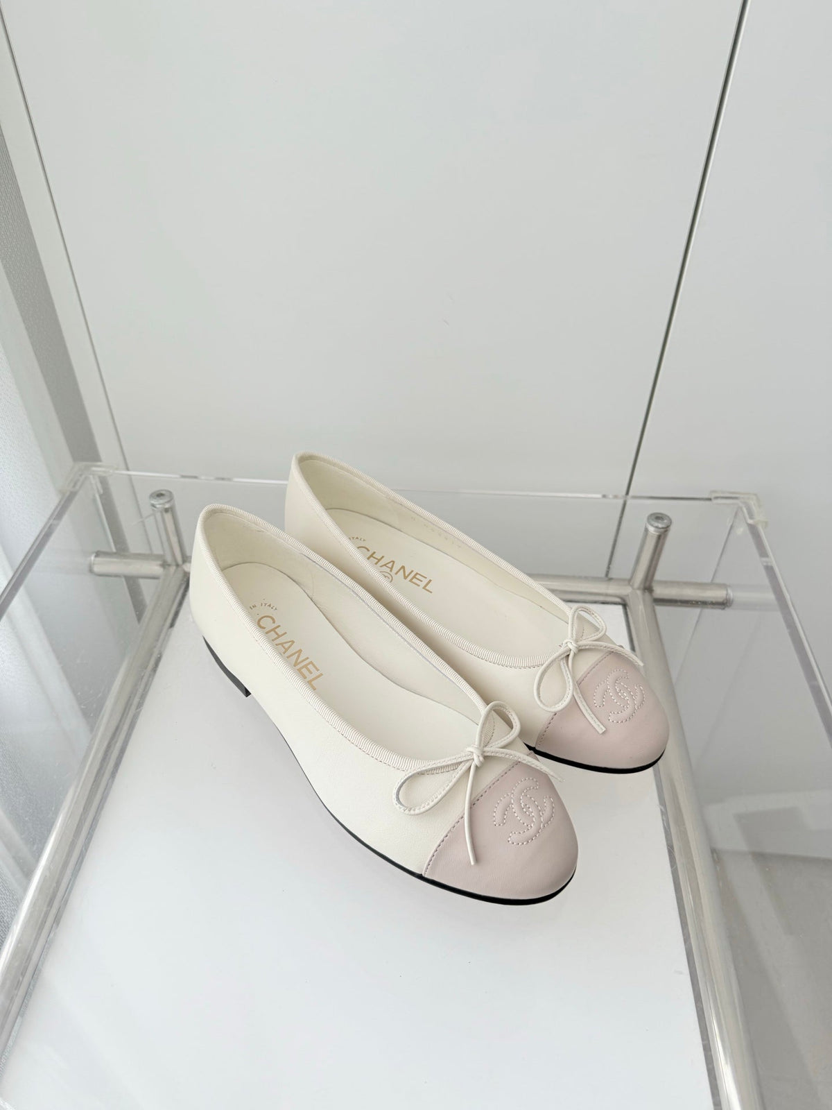 ballet flats white mix pink lambskin 566820