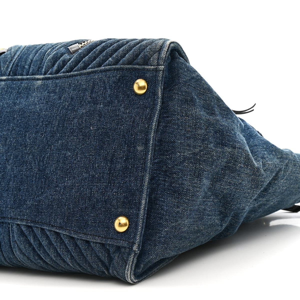 Denim Matelasse Biker Tote Avio