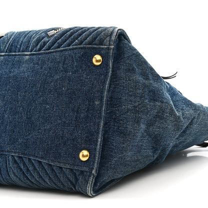 Denim Matelasse Biker Tote Avio