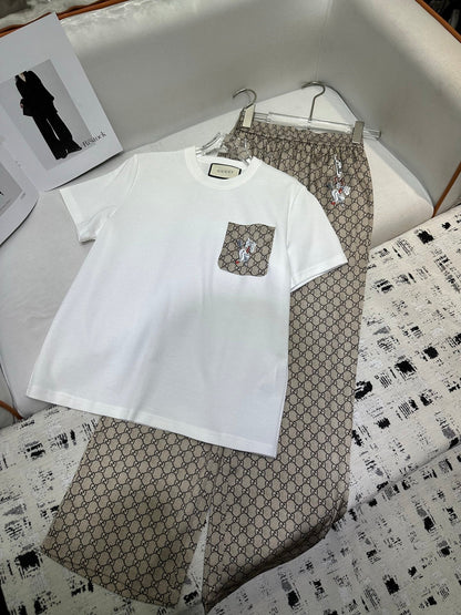 Gucci 2025 Pattern Set White Brown Polyester Fiber