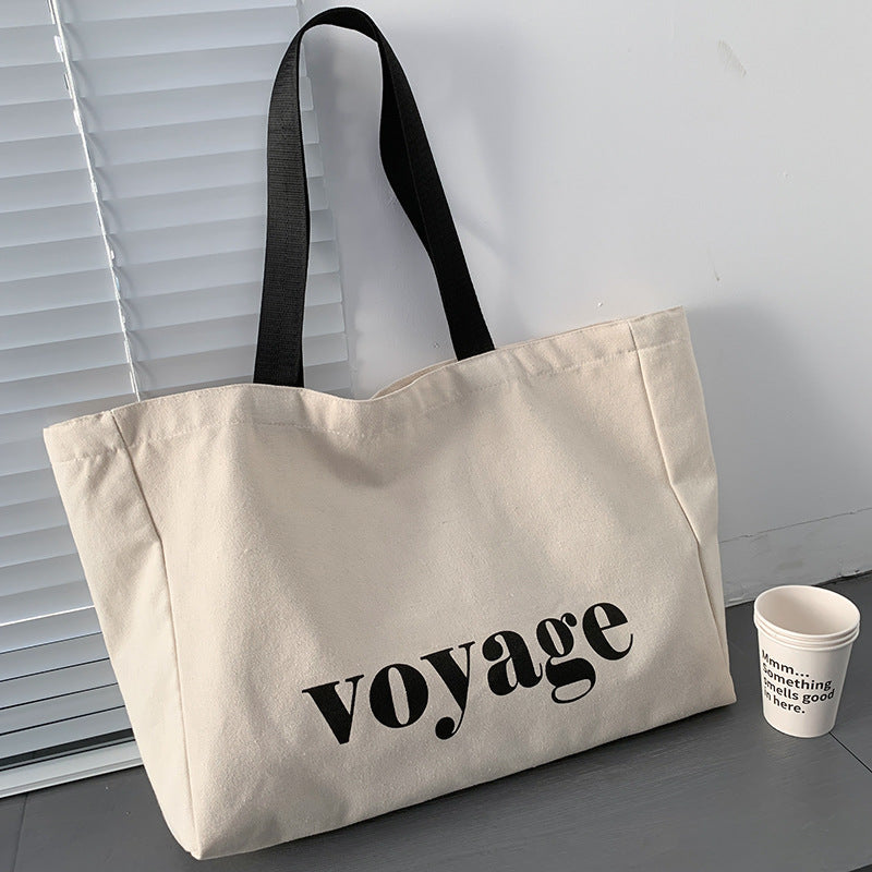 Large Capacity Travel Simple Letter Canvas Bag