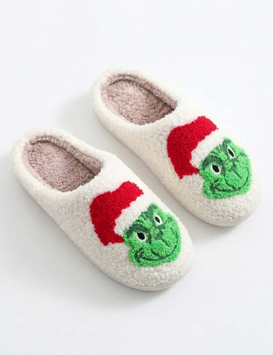 Christmas Grinch Plush Warm Indoor Slippers