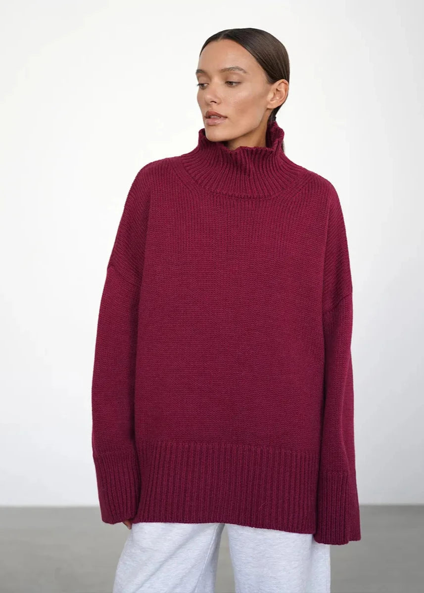 Loose Fit Cotton Knit Turtleneck Sweater
