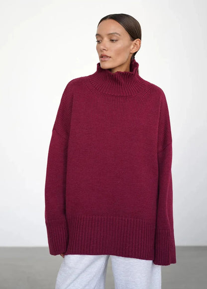 Loose Fit Cotton Knit Turtleneck Sweater