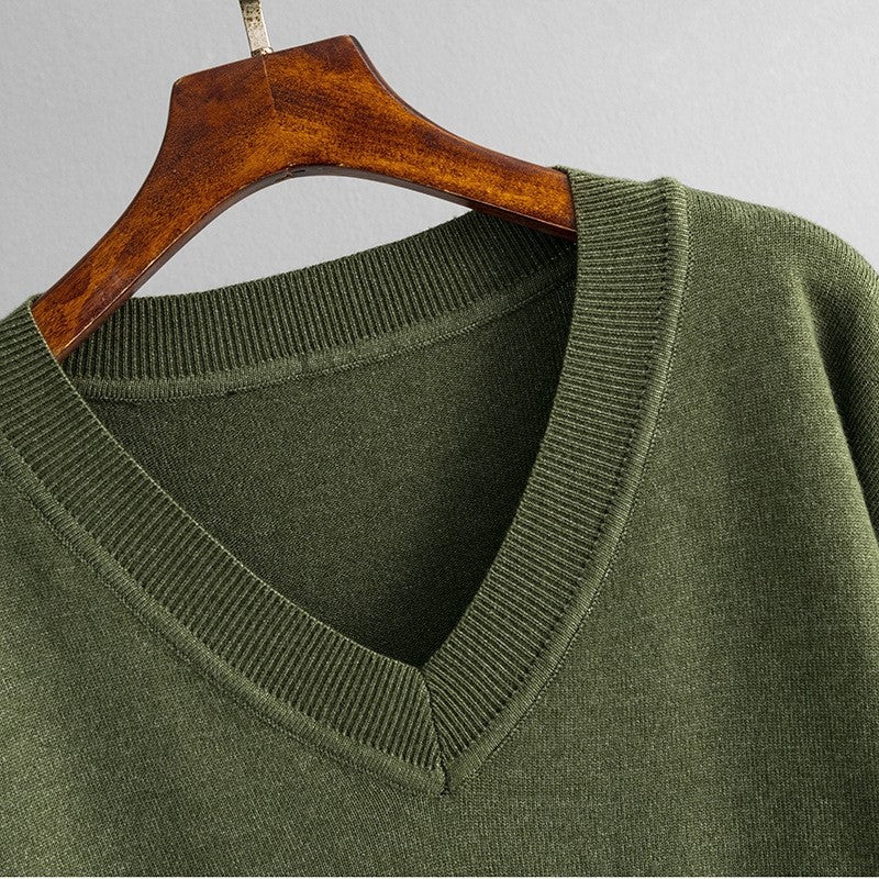 Simple V-Neck Loose Color Block Leopard Print Sweater