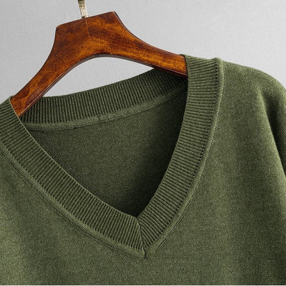 Simple V-Neck Loose Color Block Leopard Print Sweater
