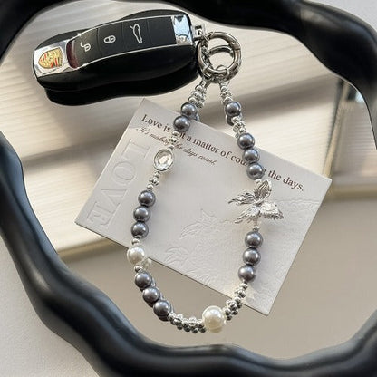 Luxury Pearl Crystal Beaded Keychain Charm