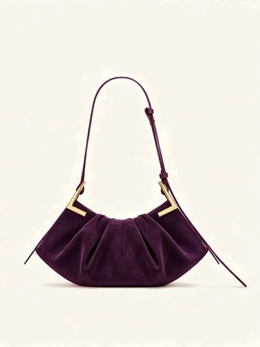 Ruby Velvet Pleated Handbag